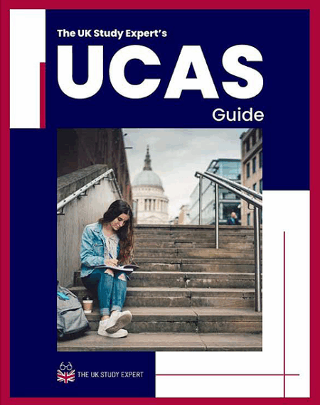 UCAS Guide cover by The UK Study Expert with student studying