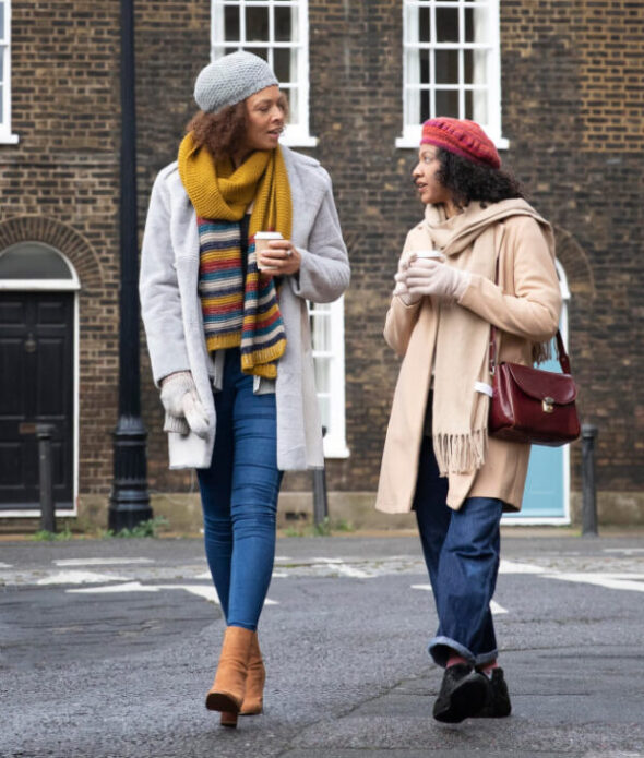 Two girls walking in the UK