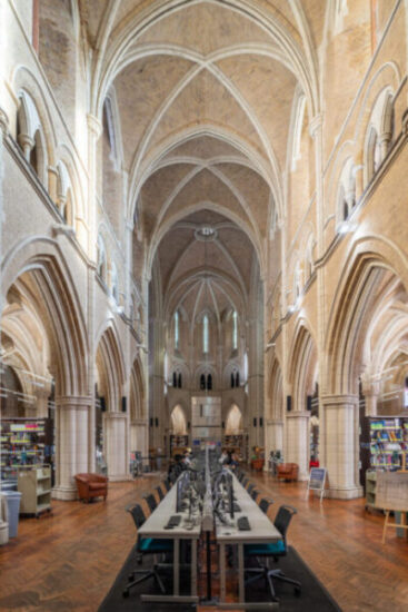 Architectural images of Queen Mary campus spaces photographed by external photographer Ben Pipe.