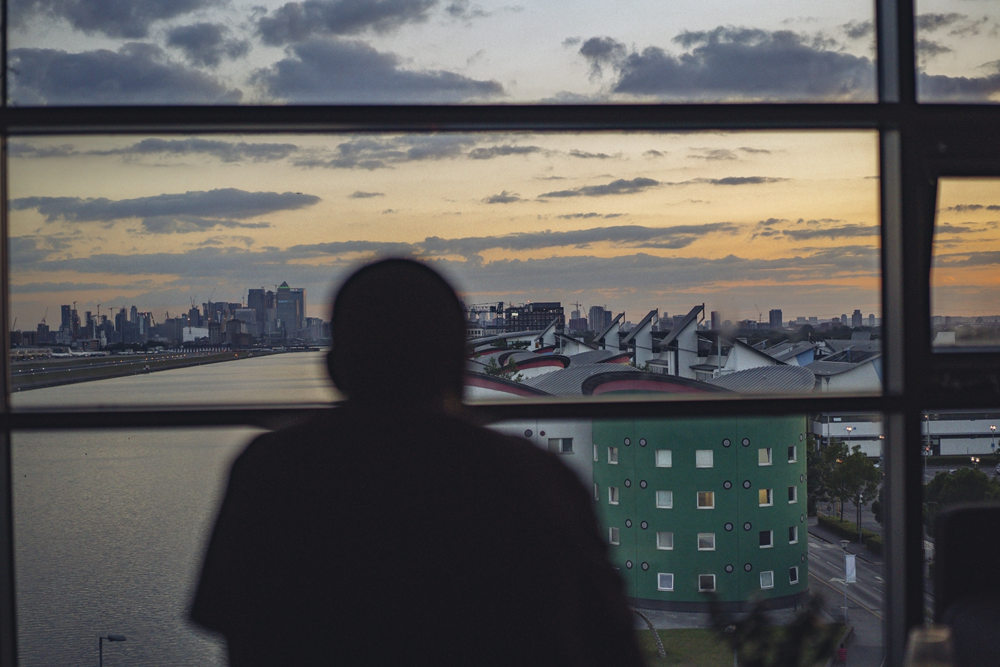 UEL - Student Overlooking Docklands Campus