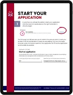 A computer screen displaying a "Start Your Application" form with fields for personal information and submission button.